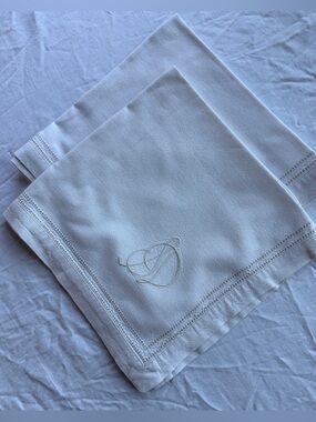 Waterford Linen Napkins Set of 18 White  Hemstitched Monogram SD